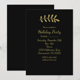 Guld Rustik Blad Elegant Svart Höst Elegant Inbjudningar