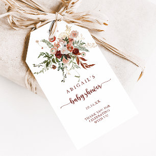 Guld Rustik Färgrik Blommig Bebis Shower  Presentetikett