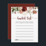 Guld Rustika Kort med Färgglada Blommor för Bucket<br><div class="desc">Dessa guld rustika kort med färgglada blommor för bucket list är den perfekta aktiviteten för en enkel bröllopsfest eller möhippa. Designen har handmålade marsala,  rosa,  blush,  burgunder och guld blommor med gröna blad arrangerade i vackra kransar. Ändra texten för att passa alla livshändelser. Bucket list skylt säljs separat.</div>