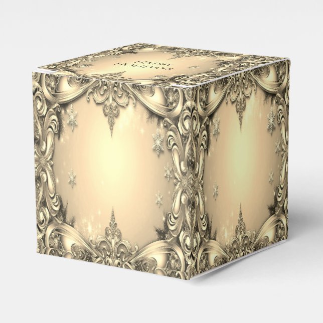 Guld-ruta för dekorativ Helgdag Presentaskar (Framsidan Sidan)