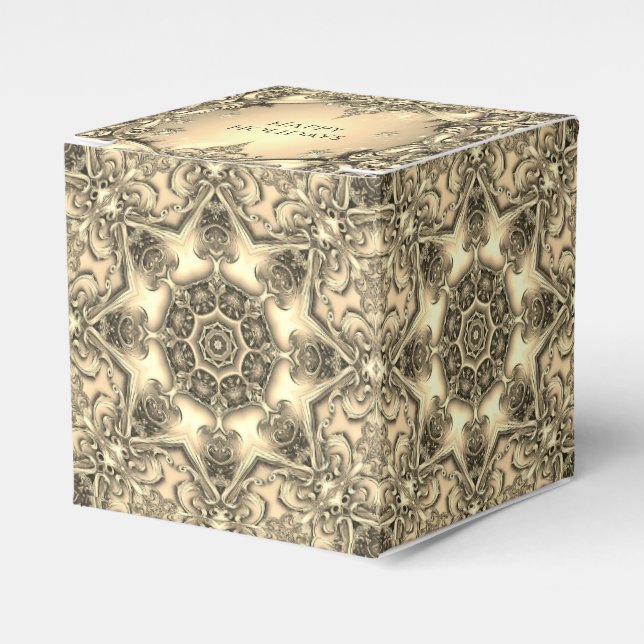 Guld-ruta för dekorativ Helgdag Presentaskar (Framsidan Sidan)