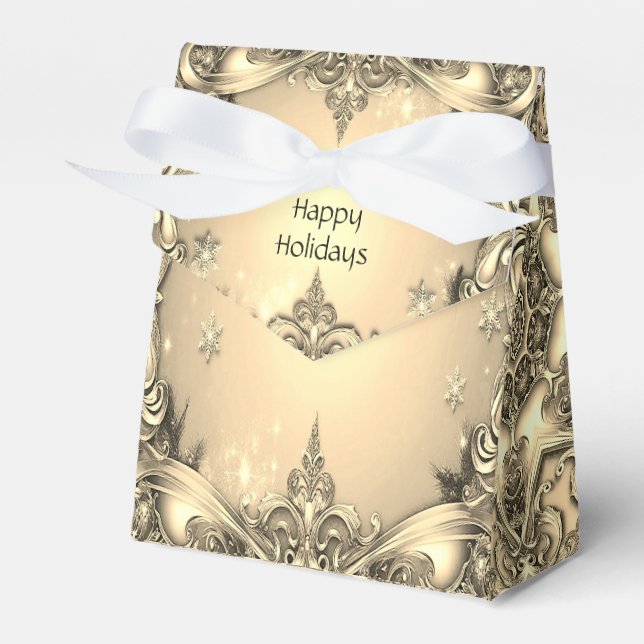 Guld-ruta för dekorativ Helgdag Presentaskar (Framsidan Sidan)