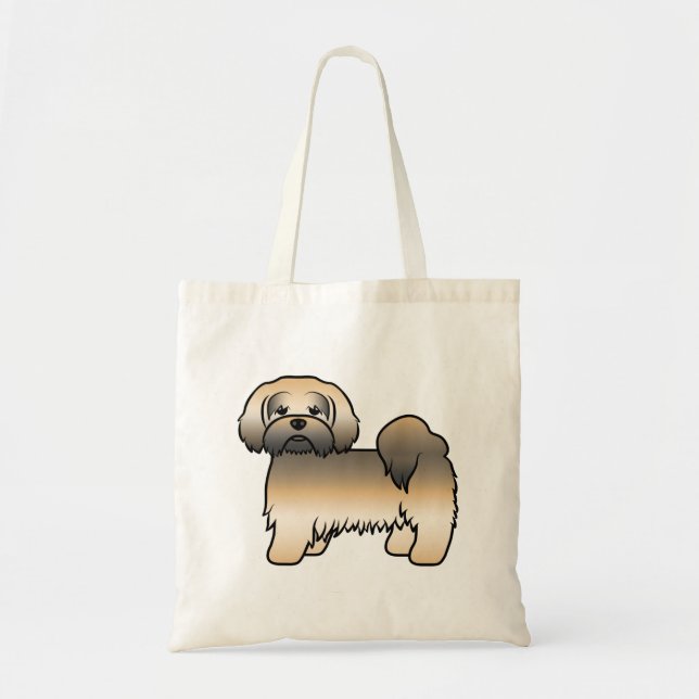 Guld Sable Gul Lhasa Apso Tecknad Hund Tygkasse (Framsidan)