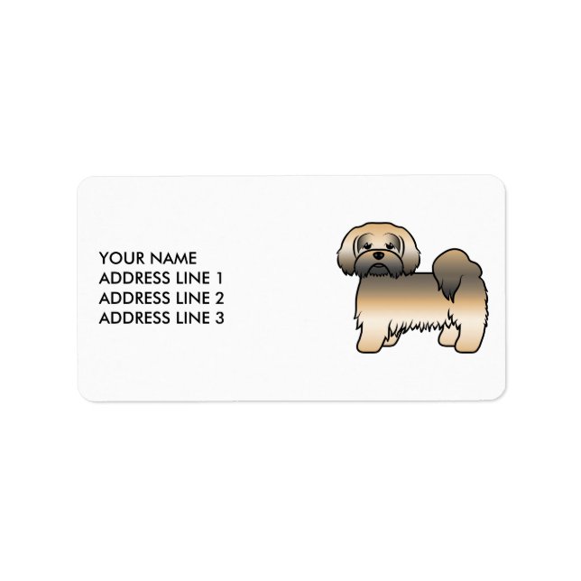 Guld Sable Lhasa Apso Söt Hund & Anpassad Text Adressetikett (Framsidan)