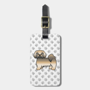 Guld Sable Lhasa Apso Söt Hund & Anpassad Text Bagagebricka