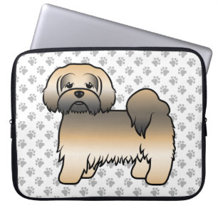 Guld Sable Lhasa Apso Söt Tecknad Hund Laptop Fodral