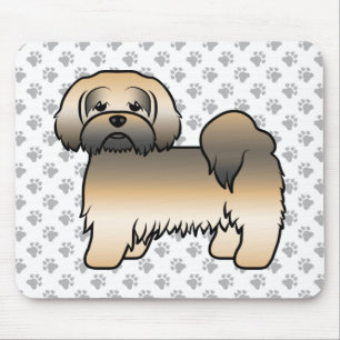 Guld Sable Lhasa Apso Söt Tecknad Hund Musmatta