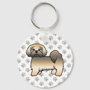 Guld Sable Lhasa Apso Söt Tecknad Hund Nyckelring