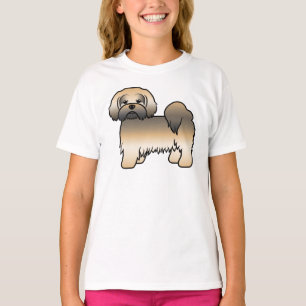 Guld Sable Lhasa Apso Söt Tecknad Hund T Shirt