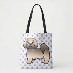 Guld Sable Lhasa Apso Tecknad Hund & Tass Tygkasse
