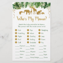 Guld Safari Animal Baby djur Match Game