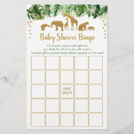 Guld Safari Animal Baby Shower Bingo Game