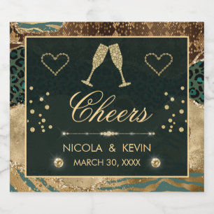 Guld Safari Animal Print Glitter Agate Bröllop