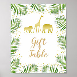Guld Safari Animals Baby Shower Gift Bord-tecken Poster