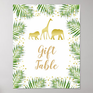 Guld Safari Animals Baby Shower Gift Bord-tecken Poster