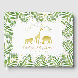 Guld Safari Animals Baby Shower Guest Bok