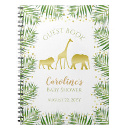 Guld Safari Animals Baby Shower Guest Bok Anteckningsbok
