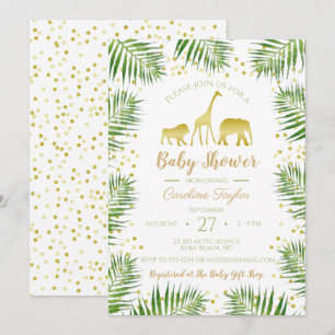 Guld Safari Animals Babyskor Inbjudningar