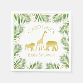 Guld Safari Animals Tropical Baby Shower Pappersservett