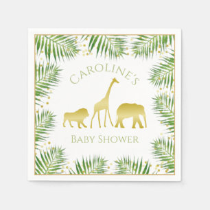 Guld Safari Animals Tropical Baby Shower Pappersservett