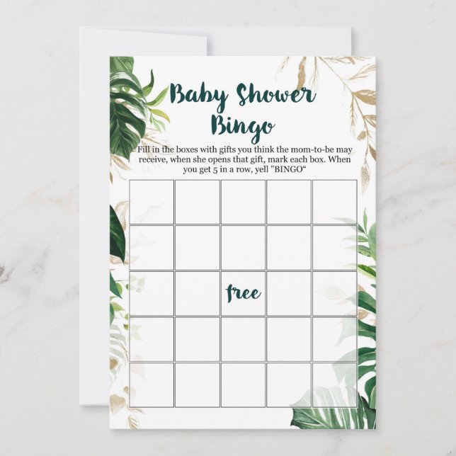 Guld Safari Baby Shower Bingo Game Inbjudningar (Framsida)