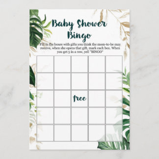 Guld Safari Baby Shower Bingo Game Inbjudningar