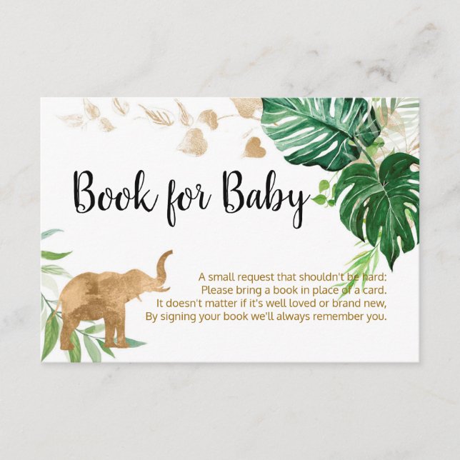 Guld Safari Baby Shower Bok för Baby Card Tilläggskort (Framsida)