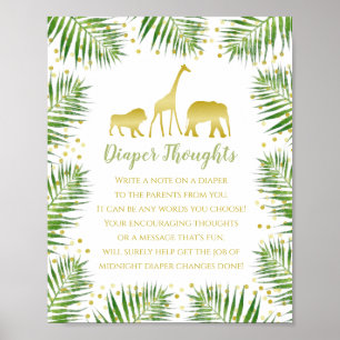 Guld Safari Baby Shower Diaper Thouwame-spelskylt Poster