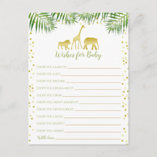 Guld Safari Baby Shower Önskemål för Baby Vykort