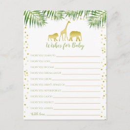 Guld Safari Baby Shower Önskemål för Baby Vykort