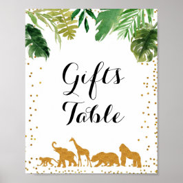 Guld safari-djurgåvor Bord-tecken Poster