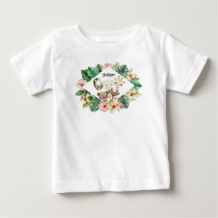 Guld Safari Friends   Vattenfärgad Blommigt Greene T Shirt