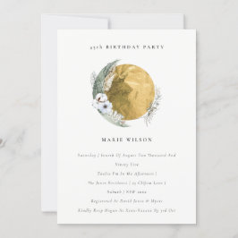 Guld Saga Grönt Blommigt Utandning Ålder Födelseda Tack Kort