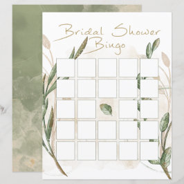 Guld Sage Grön Blommig Bröllopsdusch Bingo