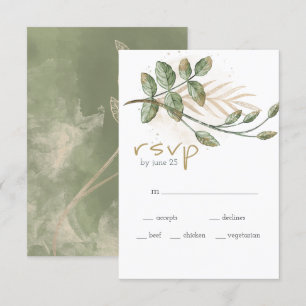Guld Sagegrön Blommig Bröllops RSVP-kort OSA Kort
