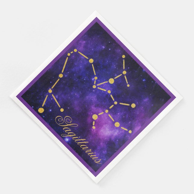 Guld Sagittarius Constellation on Mörk Galaxy | Pappersservett (Hörn)