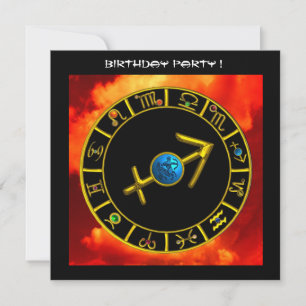GULD SAGITTARIUS JEWEL ZODIAC BIRTHDAY SIGNS,Black Inbjudningar