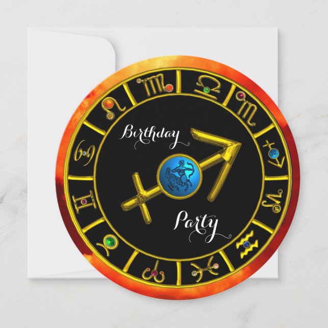 GULD SAGITTARIUS JEWEL,ZODIAC BIRTHDAY SIGNS,Black Meddelande (Framsida)