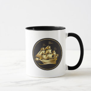 Guld Sailboat Nautical Mugg