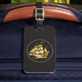 Guld Sailboat Nautical Personlig Bagagebricka
