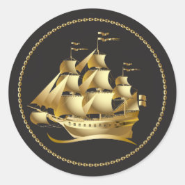 Guld Sailboat Nautical Runt Klistermärke