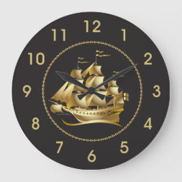 Guld Sailboat Nautical Stor Klocka