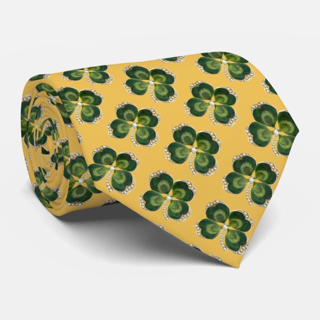 Guld Saint patrick Shamrock Jewel, Pearls Gult Slips (Rullad)