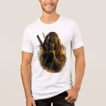 Guld Samuraj Skalle Mördare Grafisk T-Shirt