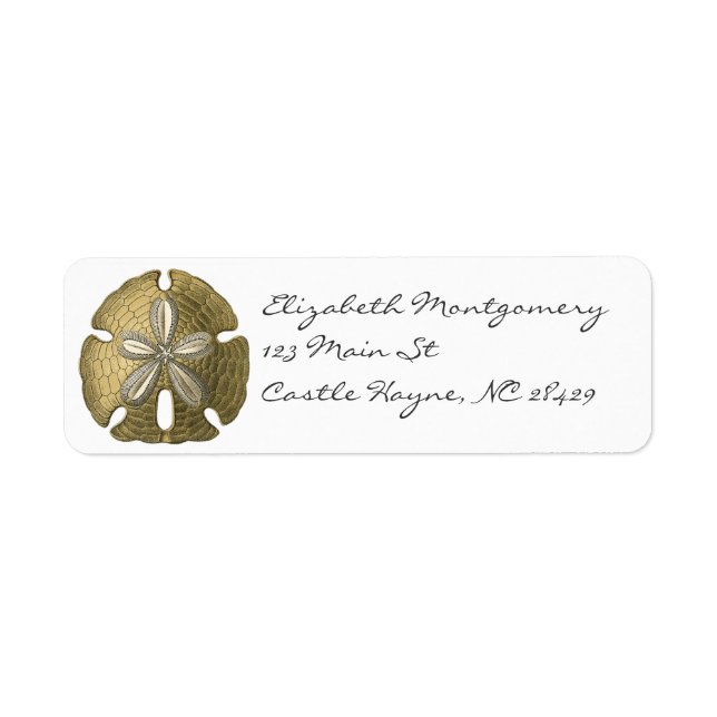 Guld Sand Dollar Labels Returadress Etikett (Framsidan)