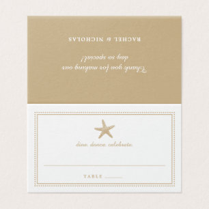 Guld Sand Gracsible Starfish Wedening Reception Kort