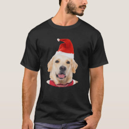 Guld- Santa för Retrieverhundjul hatt Tee Shirt