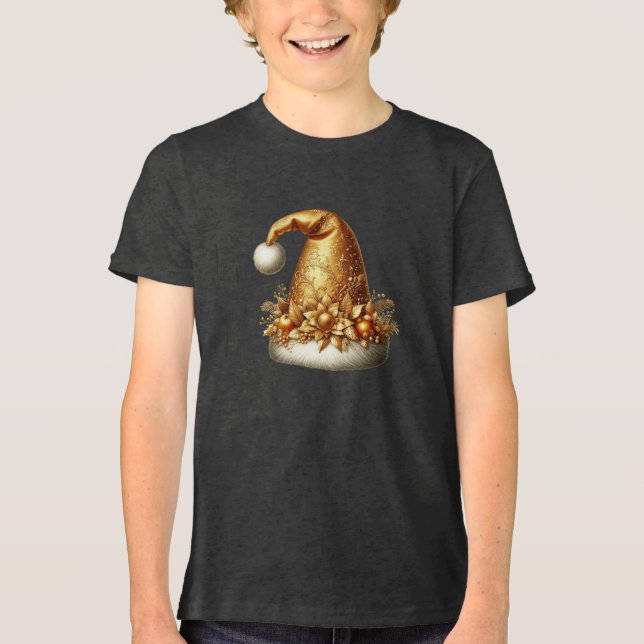 Guld Santa Hat Boys T-Shirt (Framsida)