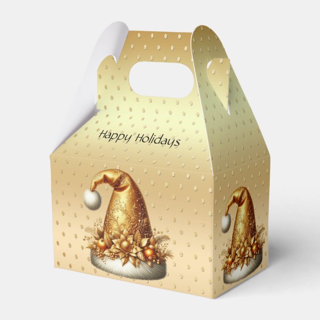 Guld Santa Hat-Helgdag i julklapp Presentaskar (Framsidan Sidan)