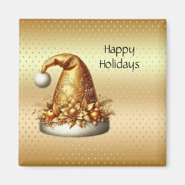 Guld Santa Hat Helgdag Magnet